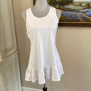 Tail Elegant White Ruffle Tank Dress